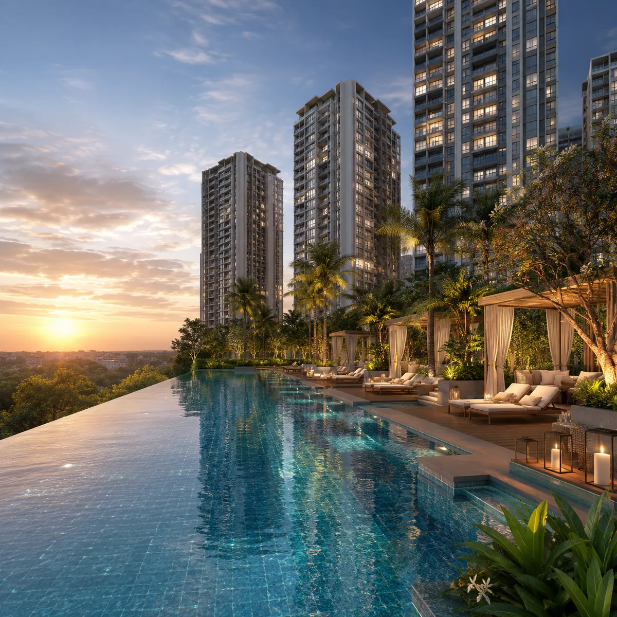 Lodha Hoskote swimming pool and deck