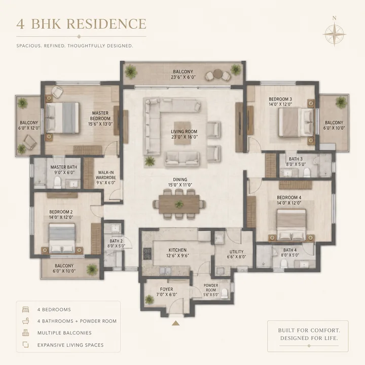 Lodha Hoskote 4 BHK floor plan layout